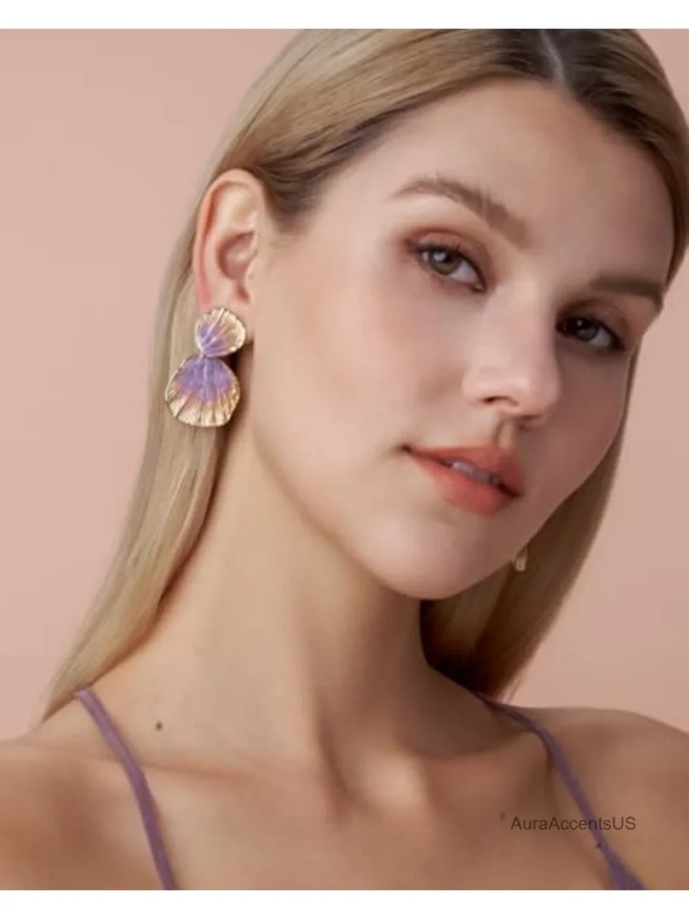 18K Gold Plated Boho Chunky Leaf Dangle Earrings, Handmade Trendy Statement